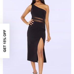 Likely Black One-Shoulder Dress with Sheer Accents